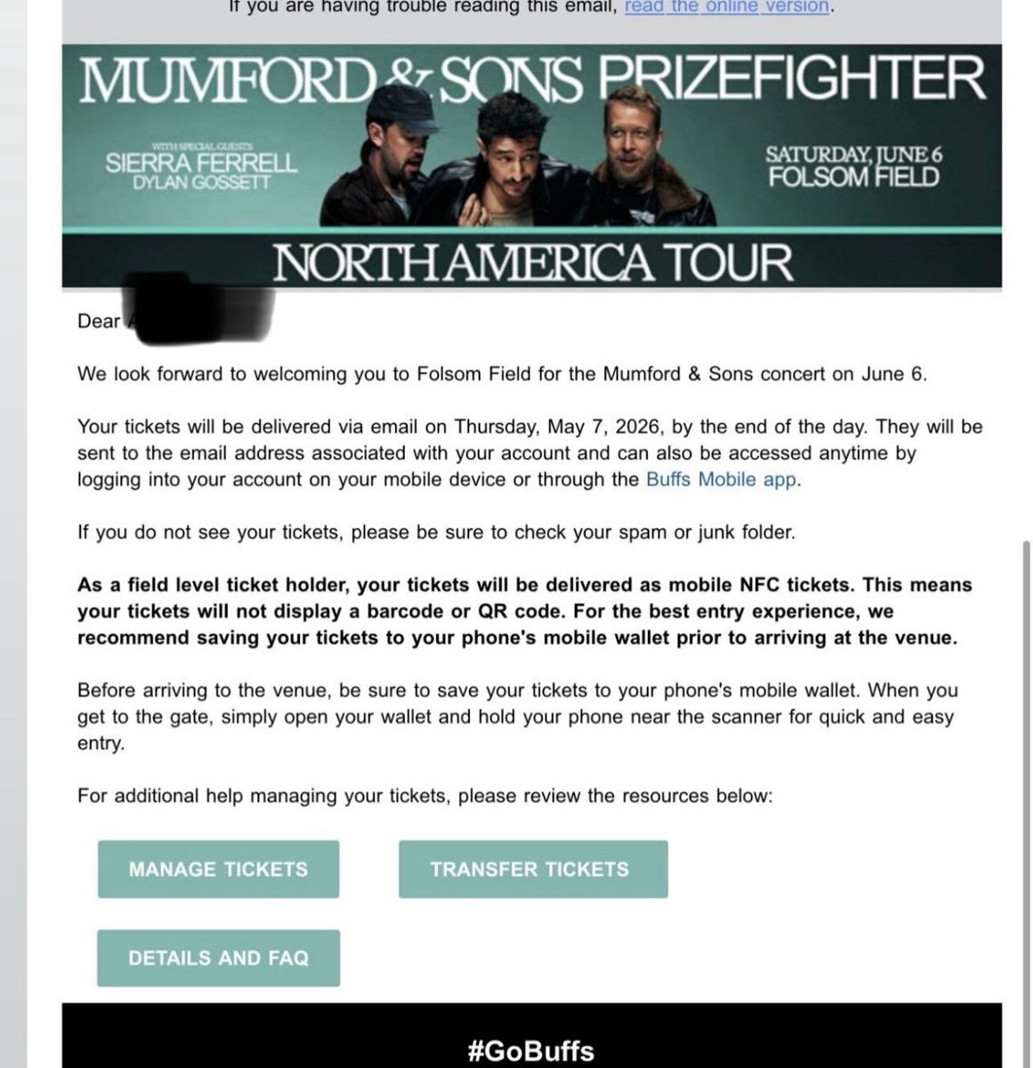 Two Mumford and Sons tickets