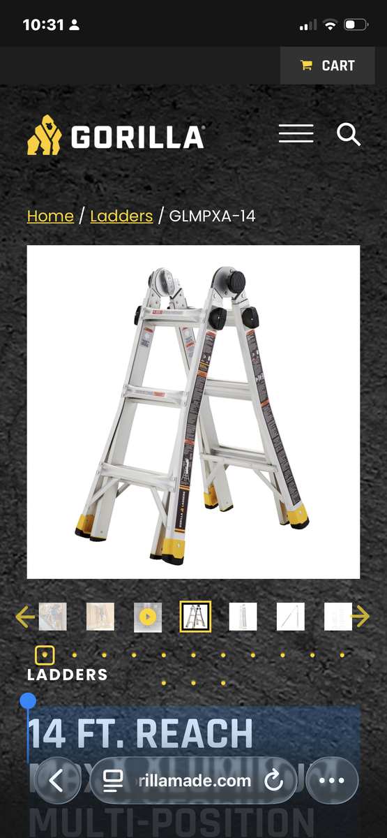 14 FT. REACH MPXA ALUMINUM MULTI-POSITION Gorilla LADDER, 300 LBS. LOAD CAPACITY GLMPXA-14