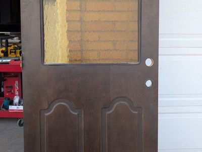 Antique Solid Wood Exterior Door Slab - Yellow Gla