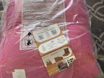 A single pink Outdoor Deep Seat Chair Cushion Set - Pink, New, 22x24x6" Back, 24x24x6" Seat and back pillow
