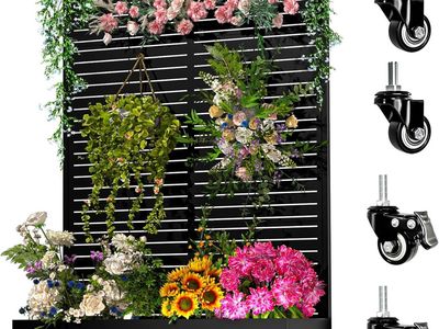 New Black Privacy Screen with Planter Box Wheels