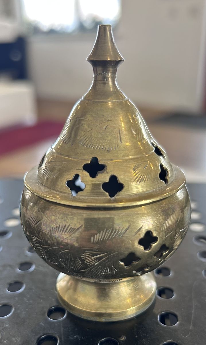 vintage brass incense holder