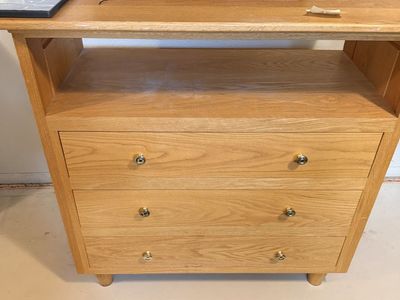 Oak Finish 3-Drawer Media Console with Open Shelf - Light Wood Entertainment Unit