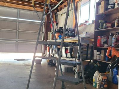 Industrial Work Platform Ladder - Multi-Purpose Step Stool with Integrated Light