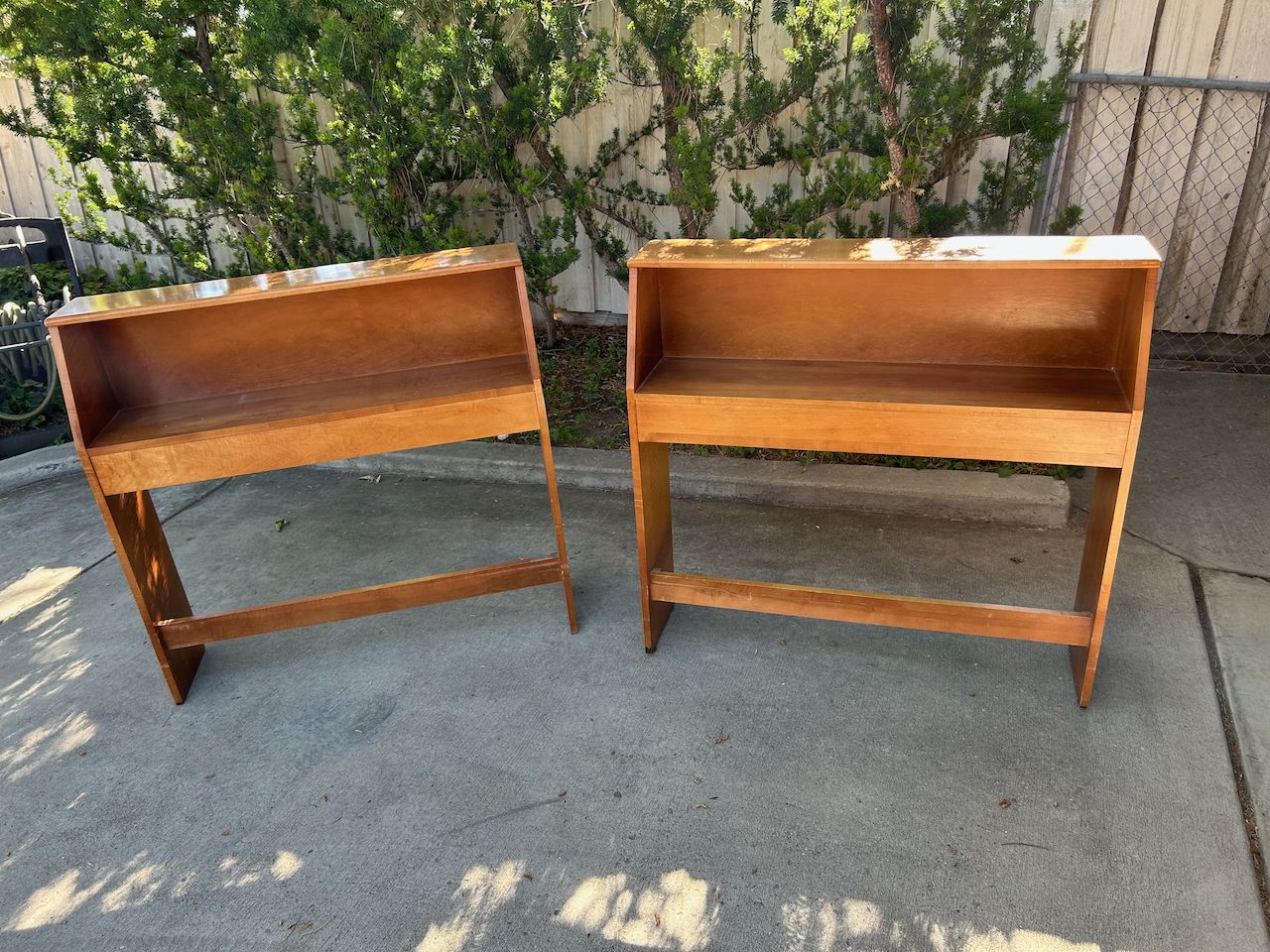 Vintage Mid-Century Bookcase Twin Headboards - Matching Pair