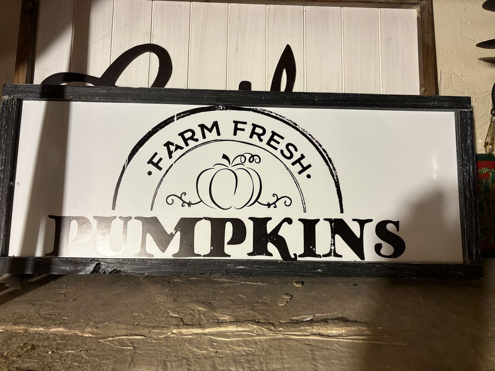 Farm Fresh Pumpkins Rustic Wooden Framed Decorative Sign