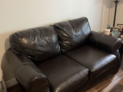 Brown Leather Loveseat