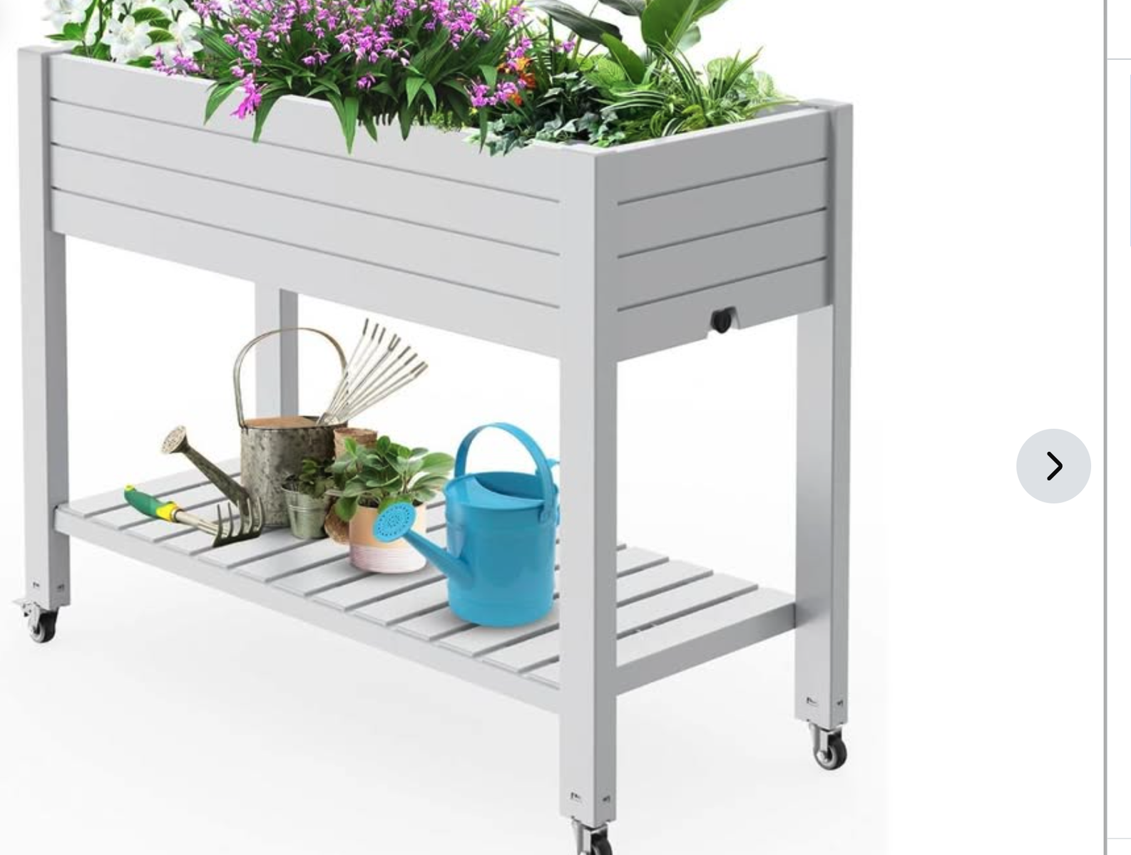 New 33.7" Tall Raised Garden Bed with Wheels & Shelf, Divisible Resin Planter Box