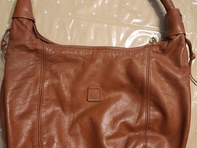 Anne Klein for Calderon Brown Leather Shoulder Bag Hobo Purse