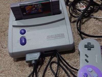Nintendo Super Nintendo Entertainment System (SNES) Console with Controller & NCAA Basketball Game