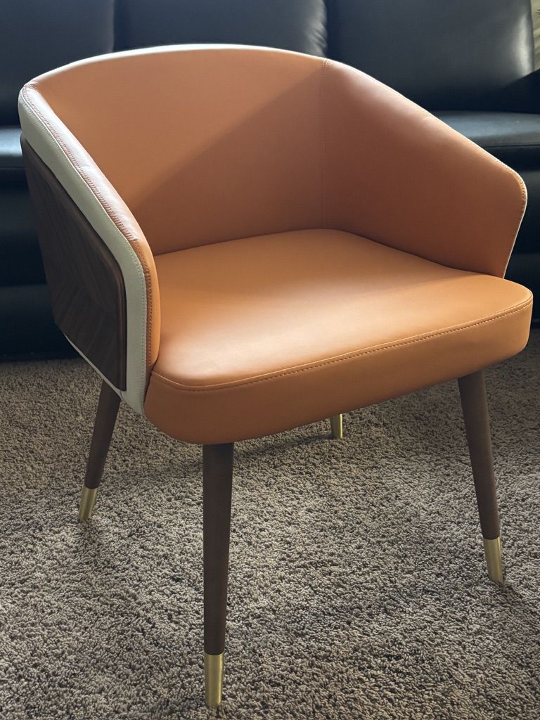 NEW--ORANGE ACCENT CHAIR WITH WOOD FEATURES