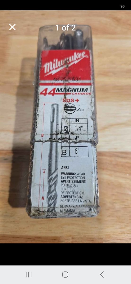 Milwaukee 44 Magnum Carbide SDS+ ¼"x4"x6" Drill Bits 25 Pack New