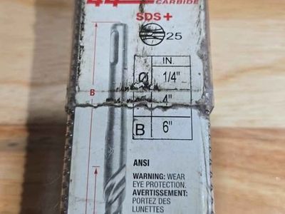 Milwaukee 44 Magnum Carbide SDS+ ¼"x4"x6" Drill Bits 25 Pack New