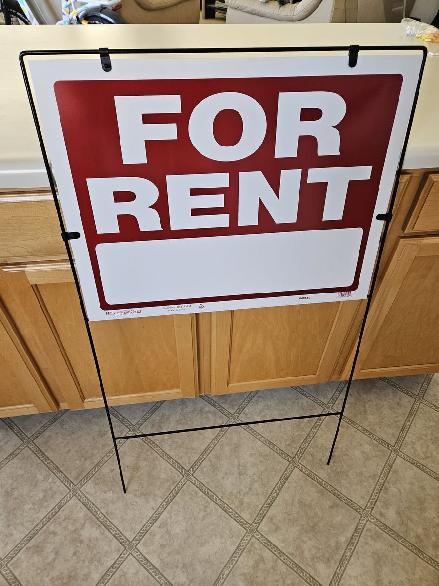 NEW large Hillman FOR RENT yard sign.