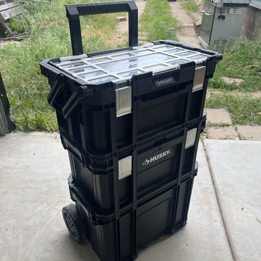 Husky Rolling Tool Box 22 in. Connect 3-Piece Mobile System Organizer
