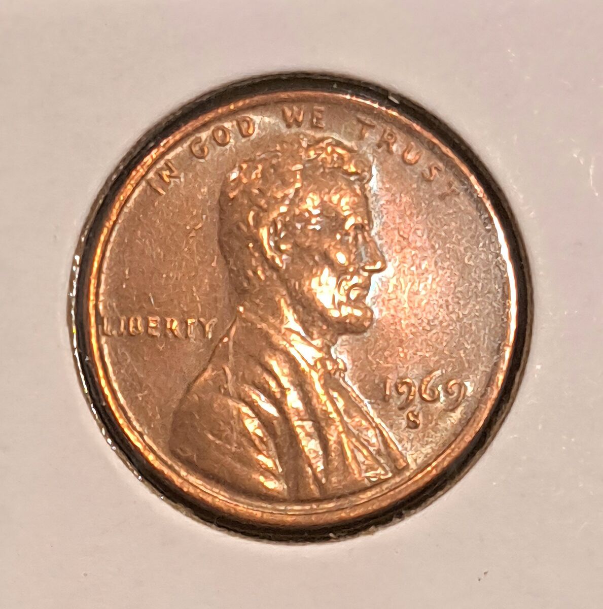 Uncirculated Toned 1969 S Lincoln Penny w/ Error