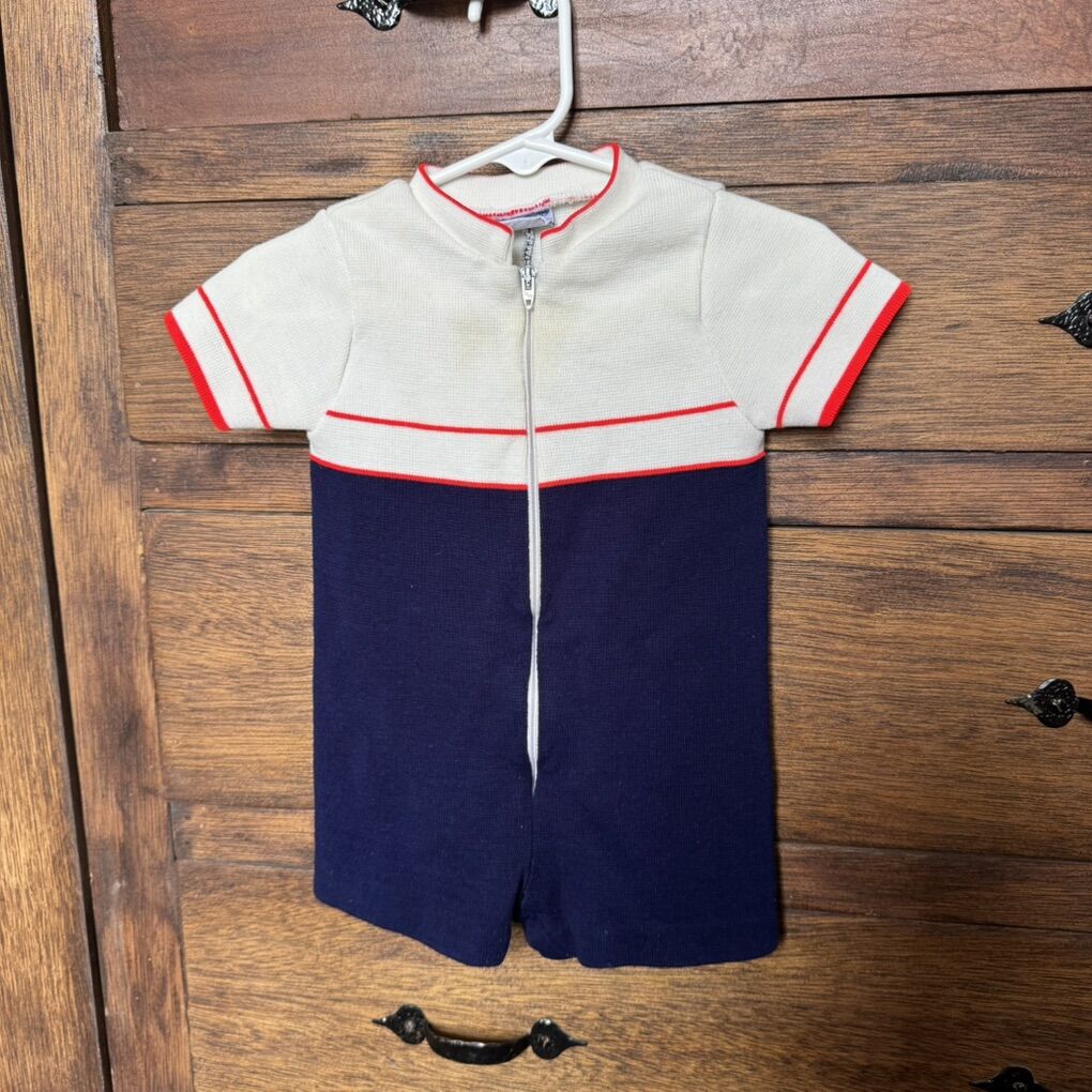 Vintage Knit Sweater Romper Bodysuit Size 6-9