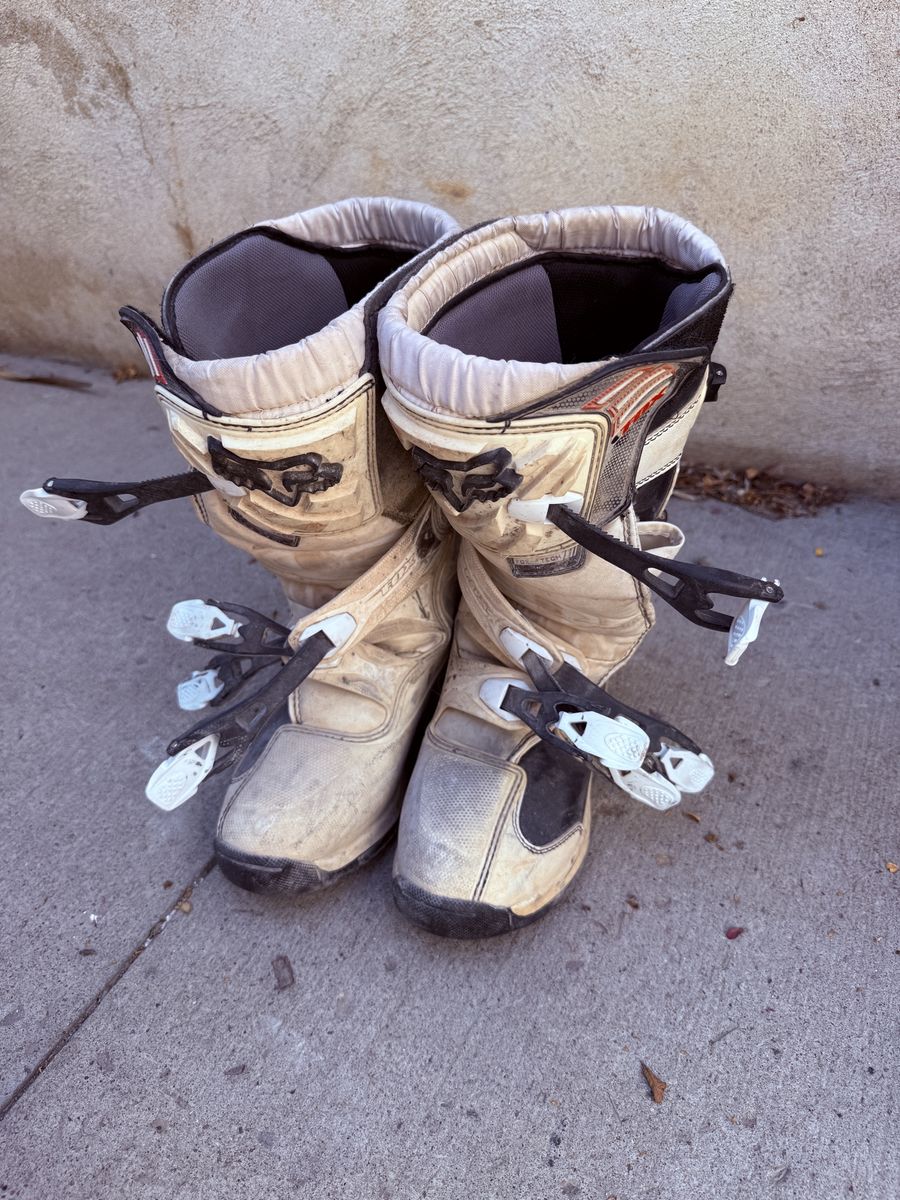 FOX Comp 5 Motocross Boots White/Black Off-Road Dirt Bike Boots Sz 7 Youth