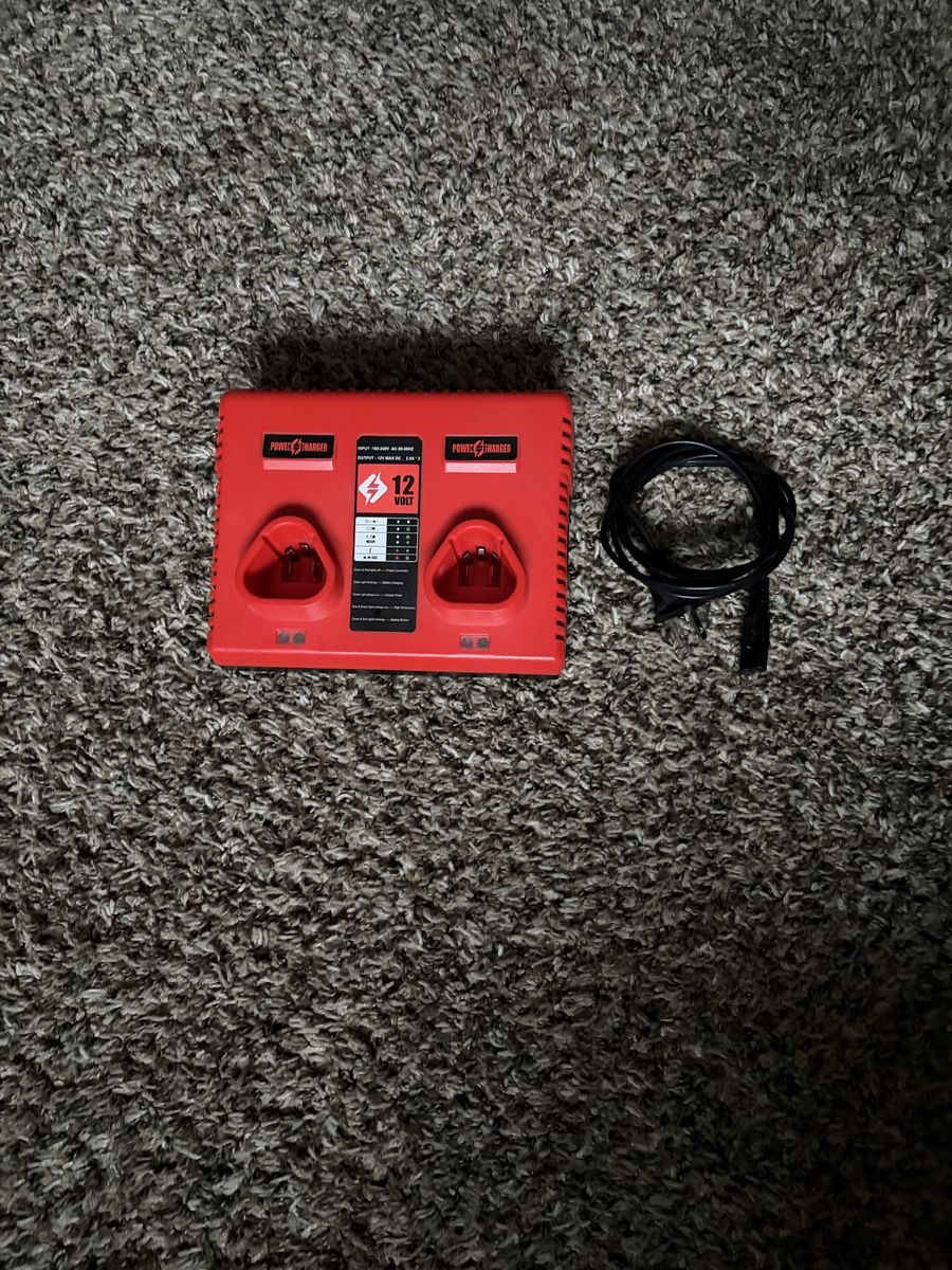 Power Charger 12 Volt Dual Port Battery Charger - Red