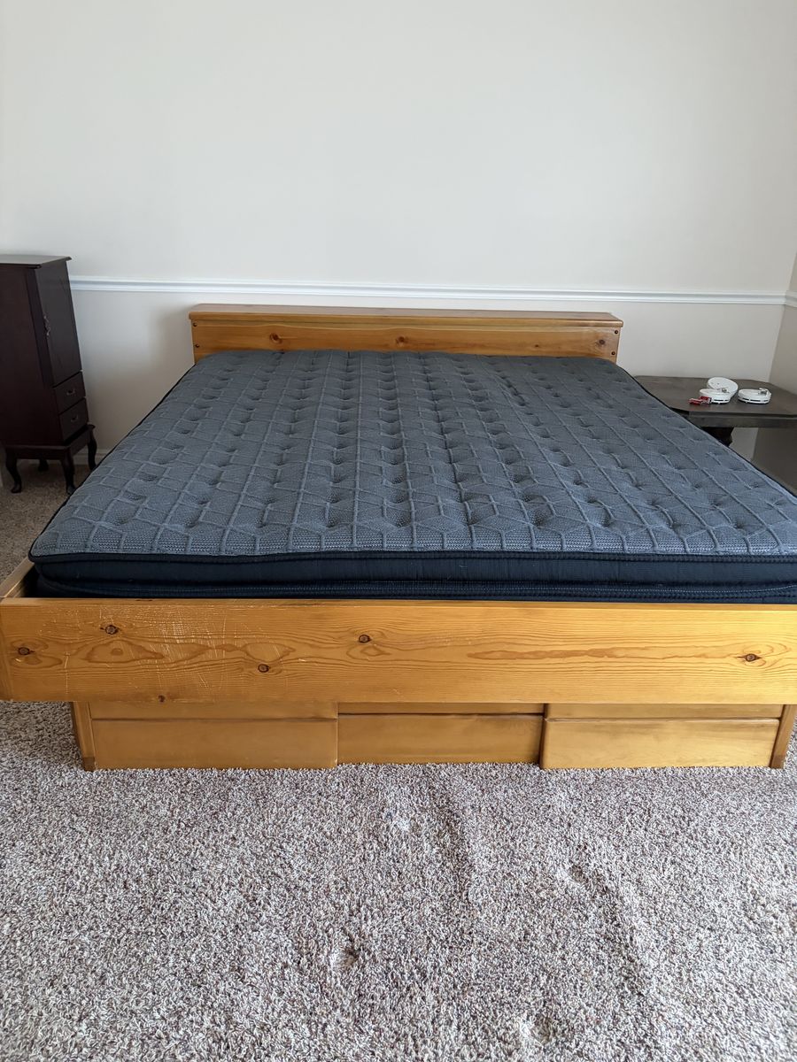 Queen bed frame with mattress