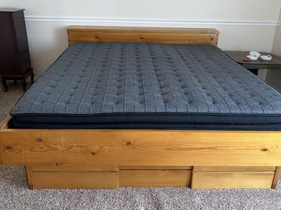 Queen bed frame with mattress