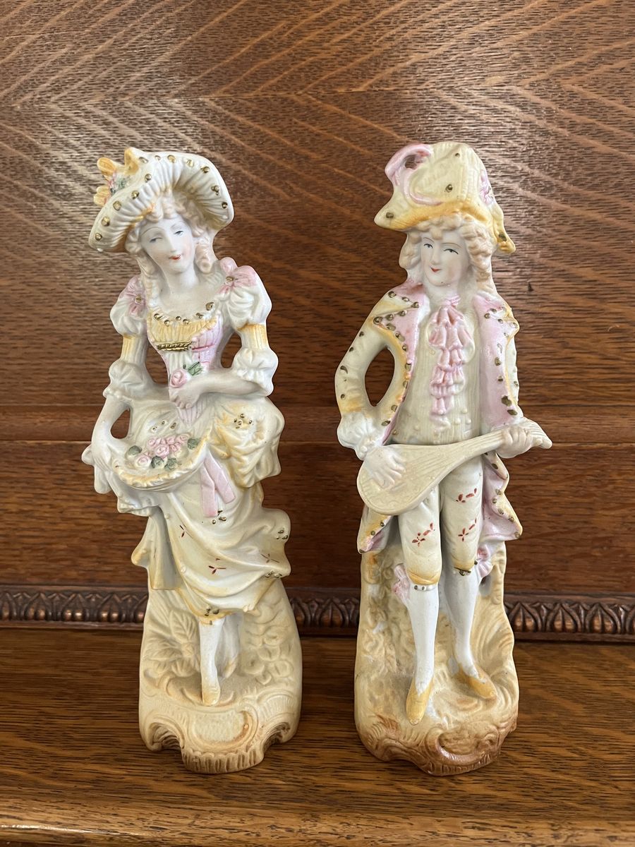 Victorian Couple Figurines- Bisque/ Fine Porcelain - 1950's