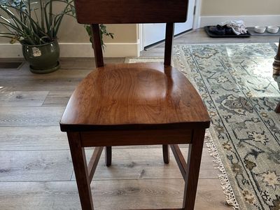 4 Solid Cherry Wooden Bar Stools with Back Rest - 24” Counter Height