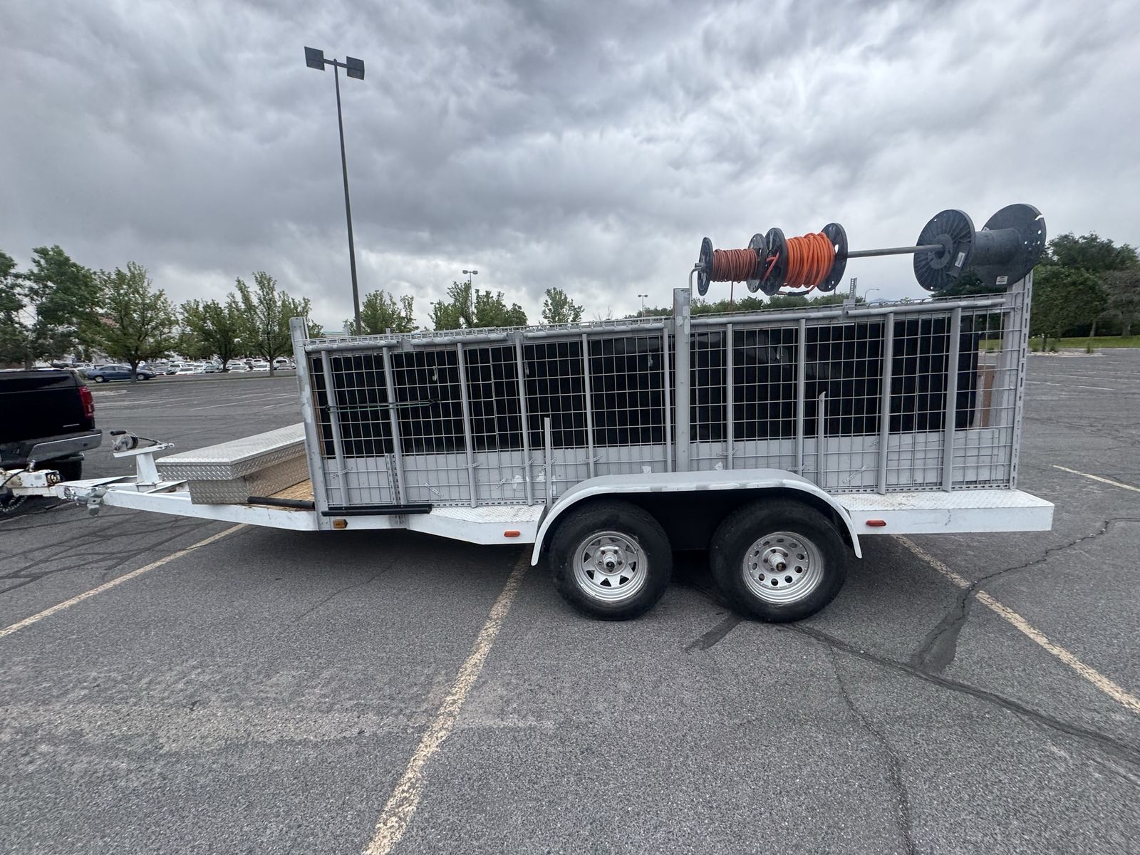 Custom Dual Axle Utility Landscaping Trailer with Mesh Sides & Toolbox