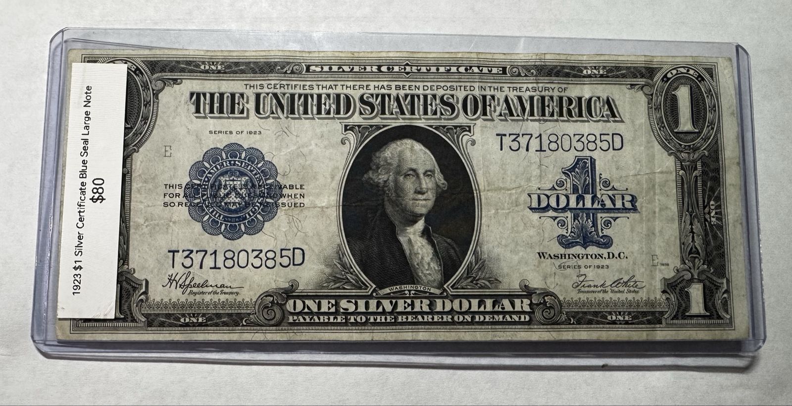 For Sale or Trade 1923 $1 US Silver Certificate Blue Seal “Horseblanket” Large Note - Washington One Dollar Bill