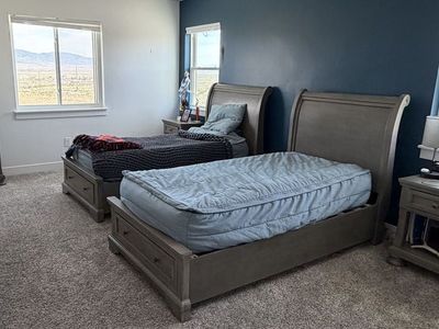 Bed frame with mattress, twin size
