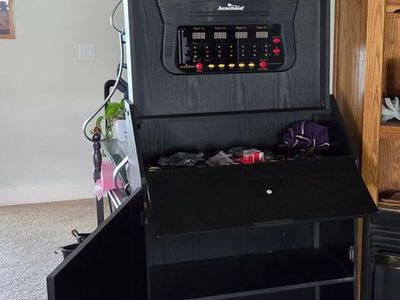 Arachnid Bullshooter Dart Challenge Electronic Dartboard Cabinet with Storage