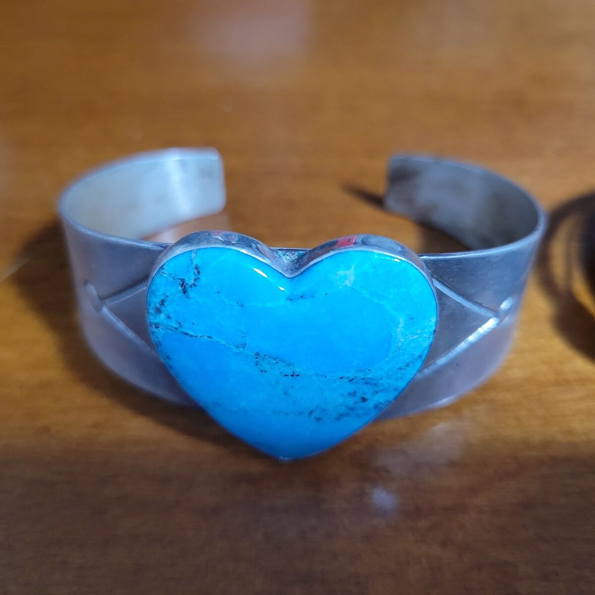 Jay King DTR mine finds Turquoise heart cuff brace