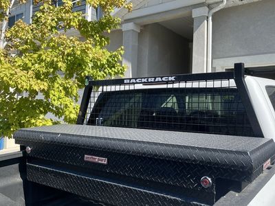 Weather Guard Black Aluminum Diamond Plate Truck Tool Box & Backrack Headache Rack