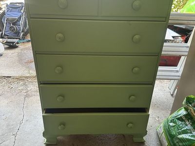 Green Wood 5-Drawer Dresser - Rustic Style Storage Cabinet