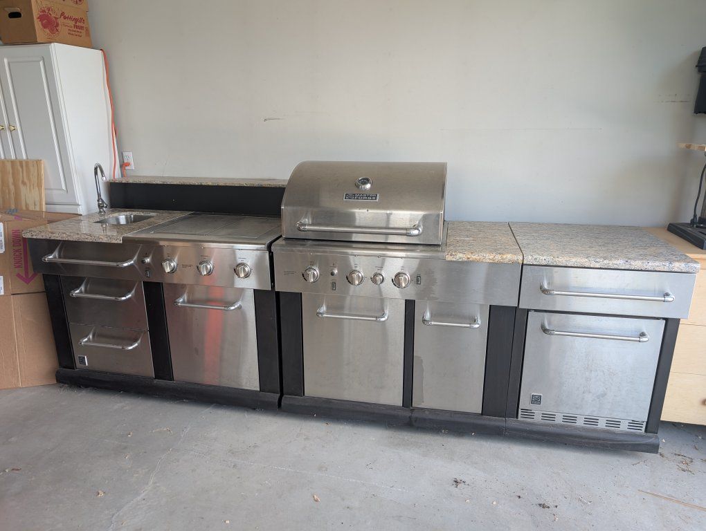 master forge Outdoor Gourmet Kitchen Unit with Grill, Sink, Fridge - Stainless Steel