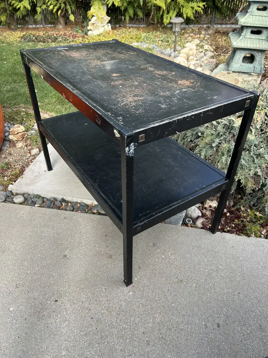 Vintage Steel 2 Tier School Science Shelf by BRETFORD