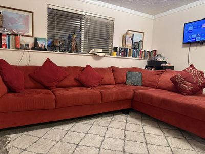 Red L-Shaped Sectional Sofa Couch