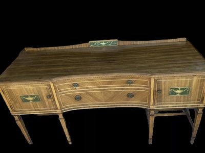 Vintage 1930s Northern Furniture Co. "Federal Style" Walnut Sideboard – Green Plaque Detail