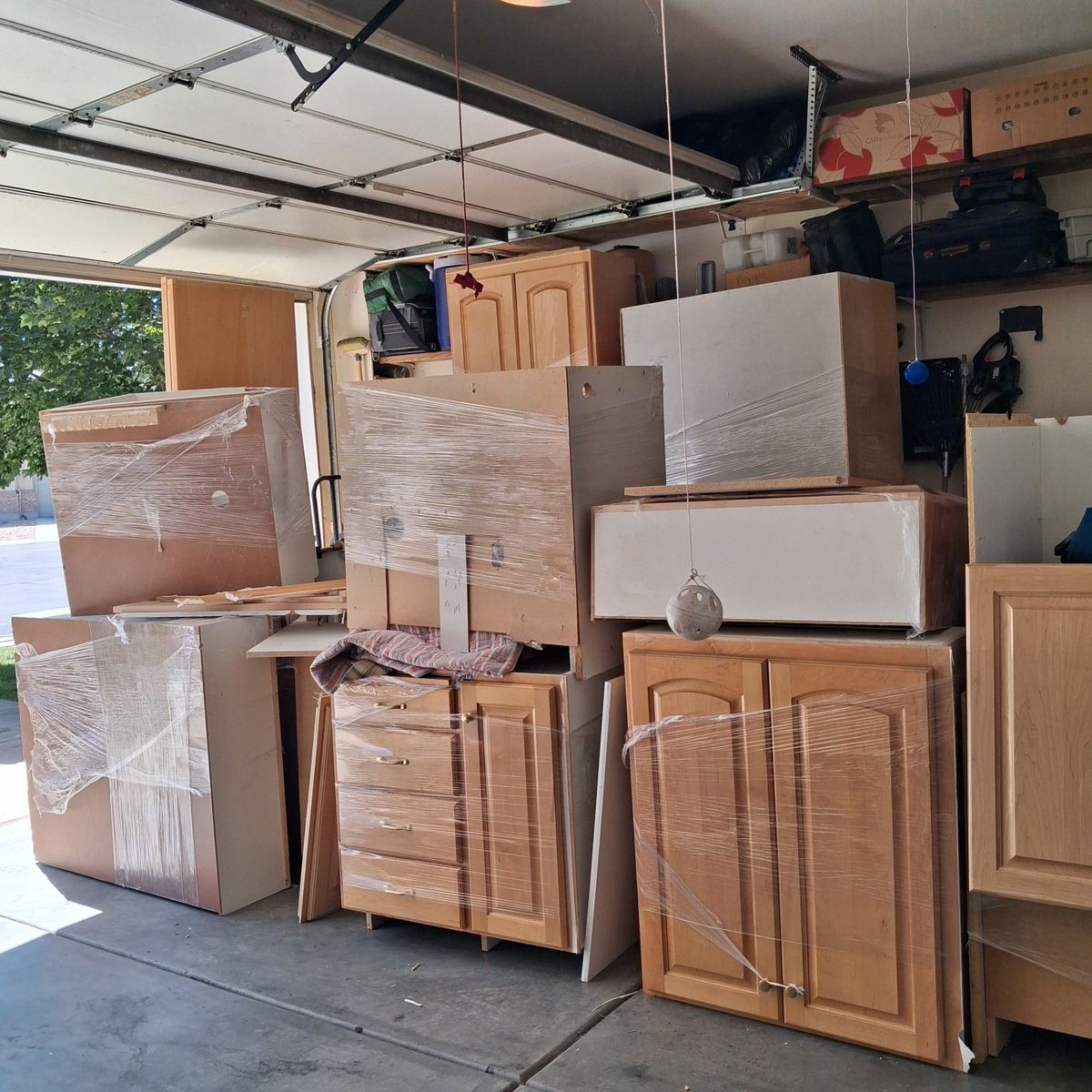 Light Wood solid maple Kitchen Cabinets and Hutch Set - Used