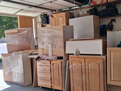 Light Wood solid maple Kitchen Cabinets and Hutch Set - Used