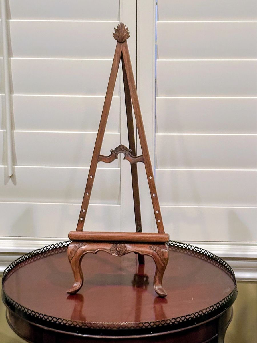 Beautiful Vintage Hand Carved Ornate Wood Easel