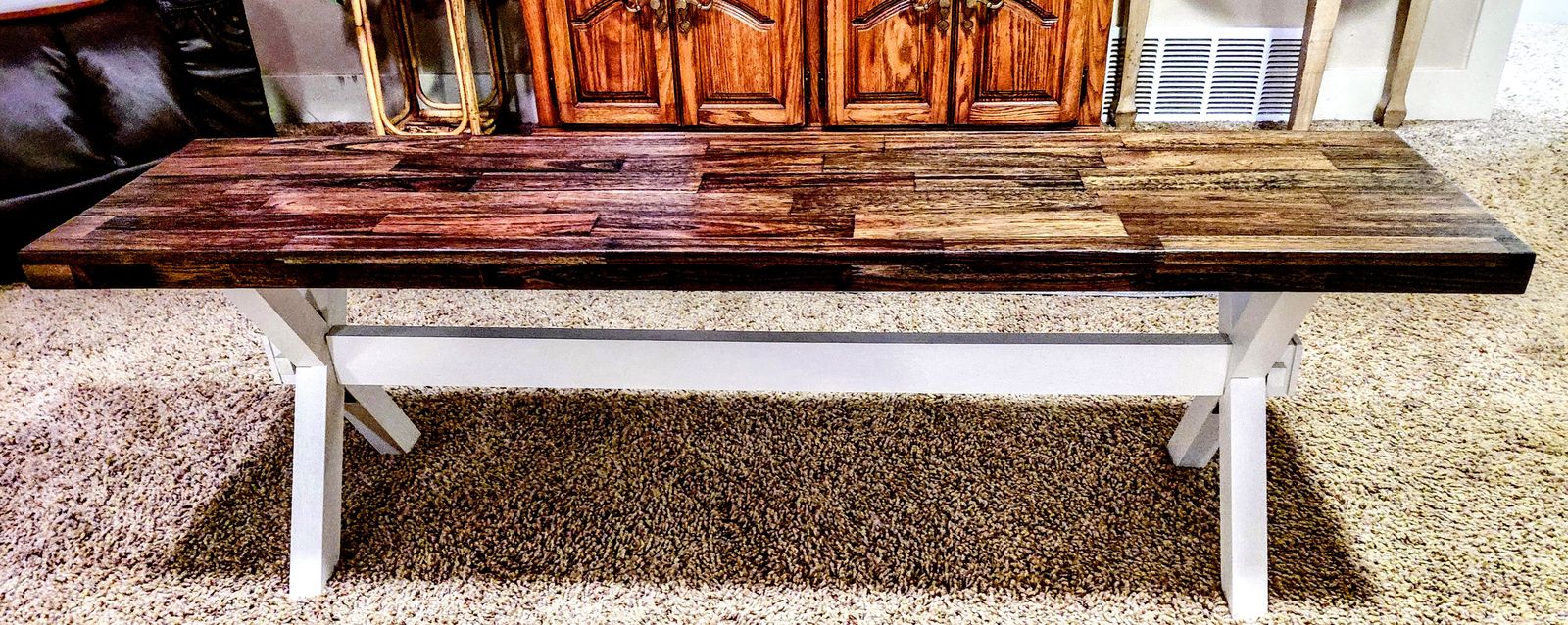Dining Room Bench, with X-Style Trestle Legs