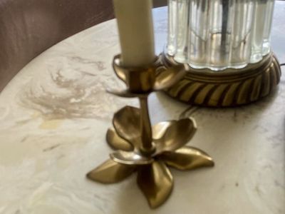 Vintage Brass Lotus Flower Candlestick Holder