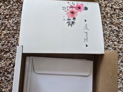 Floral Thank You Cards with Envelopes - 15 Pack - Pink & Gray Flowers