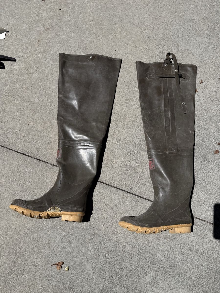 Thinsulate Insulated Steel Shank Hip Waders Rubber Boots size 9