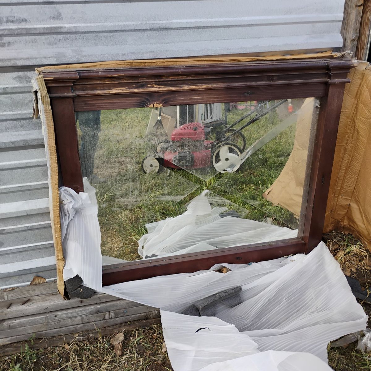 Large Rustic Mirror Sold Wooden Frame Needs Stain