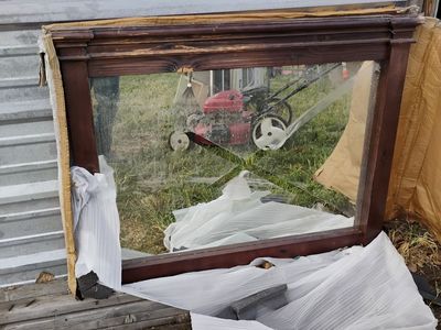Large Rustic Mirror Sold Wooden Frame Needs Stain