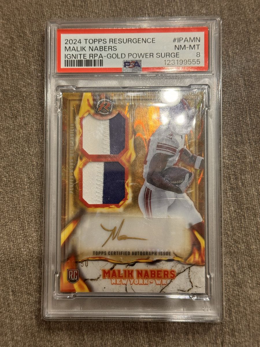 2024 Topps Resurgence Malik Nabors Patch Auto Gold /50 PSA 8 NY Giants