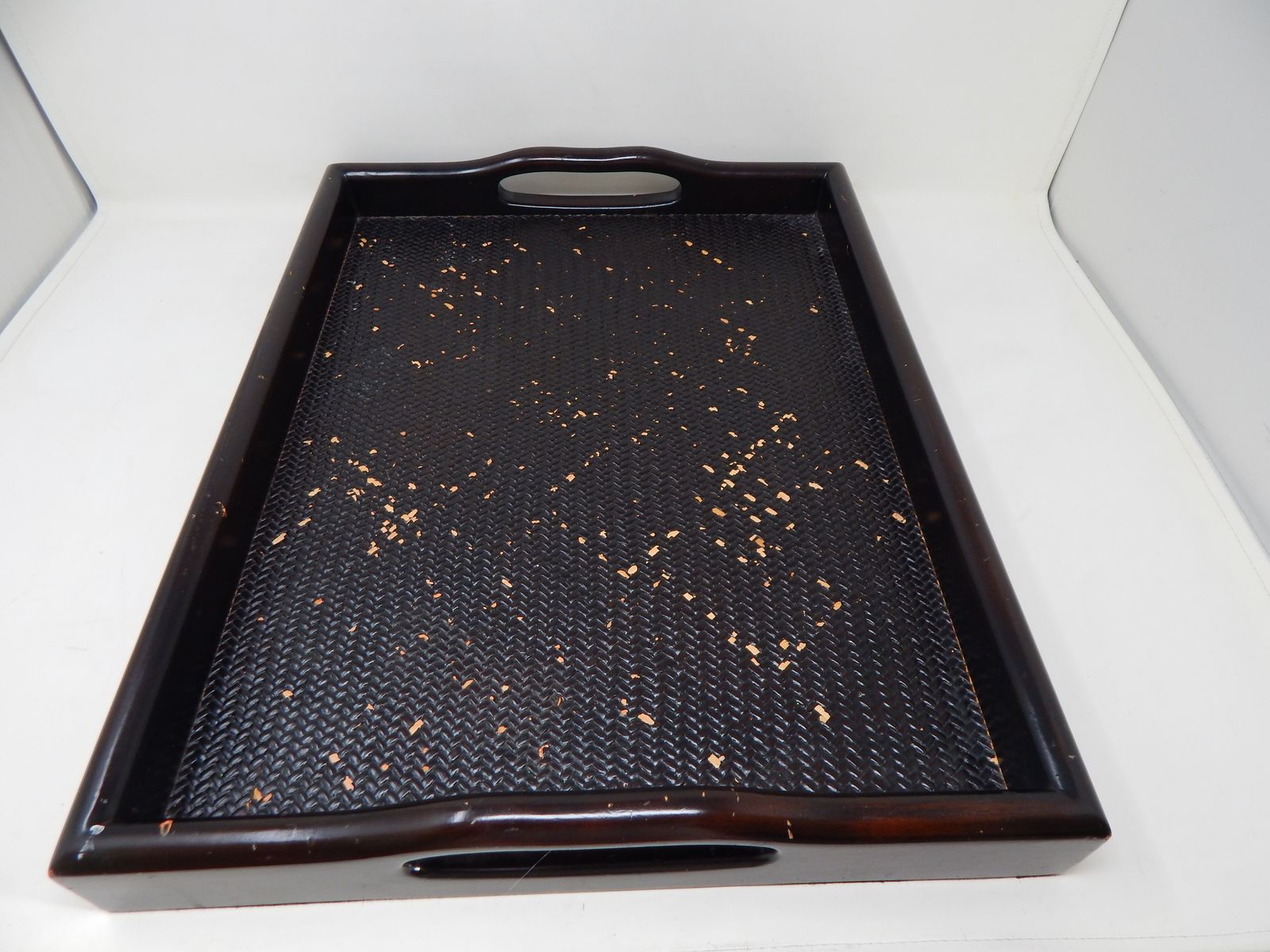Wooden Handled Large Serving Tray Vintage