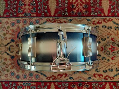 Vintage 1950s Ludwig No. 491 Pioneer 5x14" Snare Drum in Blue/Silver Duco Lacquer
